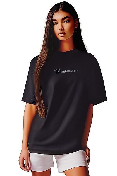 Reichstadt Oversize-Shirt Damen Oversized Kurzarmshirt Brand Stick 23RSW044 günstig online kaufen