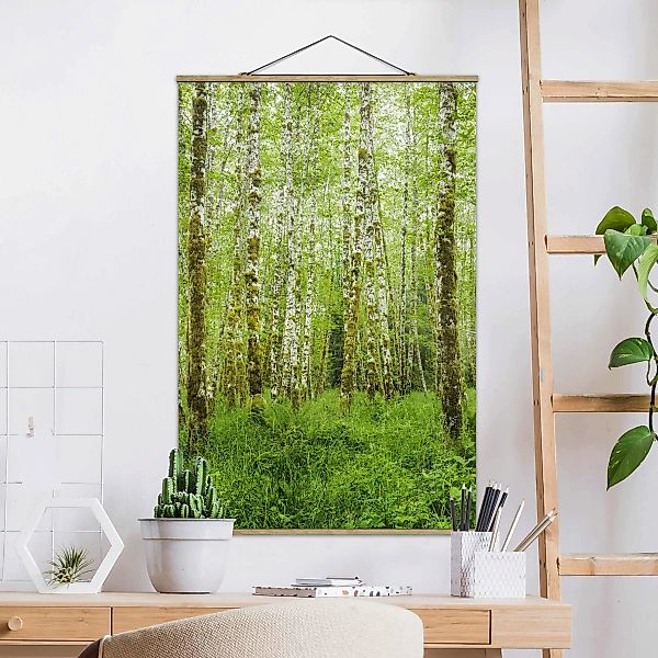 Stoffbild Wald mit Posterleisten - Hochformat Hoh Rainforest Olympic Nation günstig online kaufen