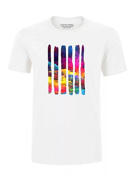 Herren Sommer T-shirt "Colour Splash" In Weiß Aus 100% Bio-baumwolle günstig online kaufen