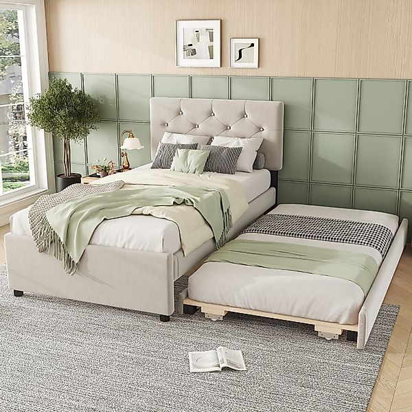 STILVORA Polsterbett 90x200 mit ausziehbett,Jengendbett Bettgestell günstig online kaufen