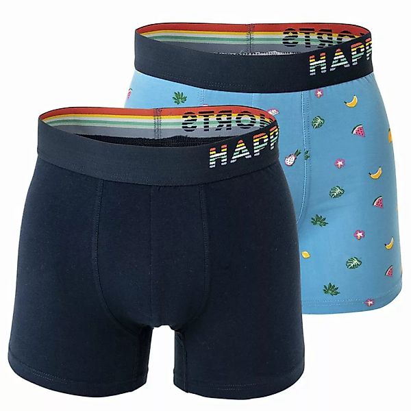 Happy Shorts Herren Boxer Shorts, 2er Pack - Retro Jersey, Logobund Sea2 M günstig online kaufen