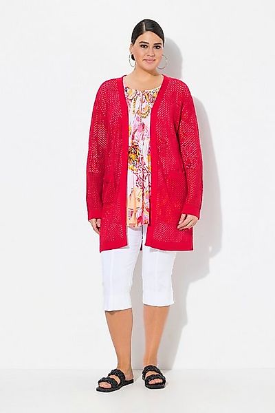 Ulla Popken Strickjacke Long-Strickjacke Netz-Optik offene Form günstig online kaufen