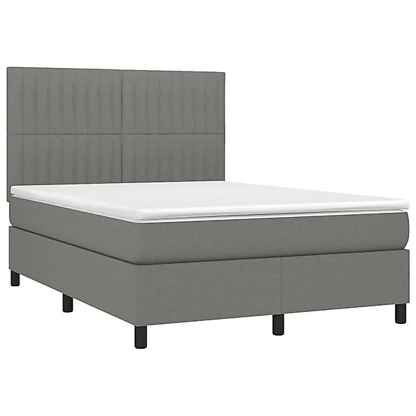 vidaXL Boxspringbett mit Matratze Dunkelgrau 140x190 cm Stoff 3141930 günstig online kaufen