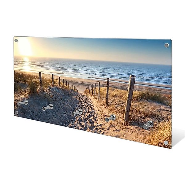 banjado Garderobenleiste Glas Nordseestrand (Wandgarderobe, mit günstig online kaufen