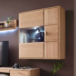 Wandvitrine aus Eiche Bianco LED Beleuchtung günstig online kaufen