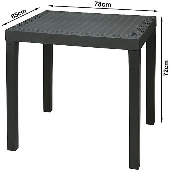 Progarden Gartentisch Terrassentisch 78,5x65cm Anthrazit Rattanoptik Wetter günstig online kaufen