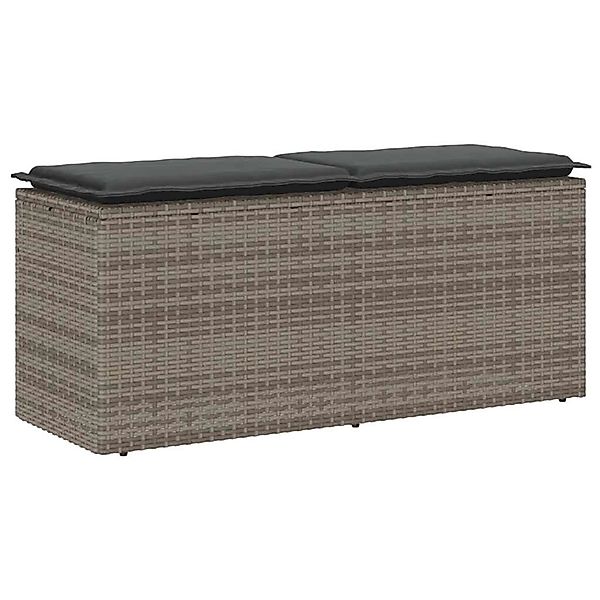 vidaXL Gartenbank mit Kissen Grau 110x40x44 cm Poly Rattan 4104147 günstig online kaufen