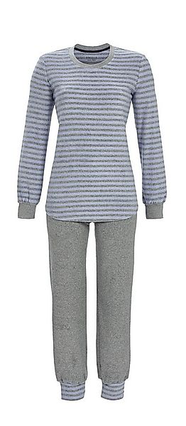 Ringella Pyjama aus Stretchfrottee mit geringeltem Oberteil und Bündchen günstig online kaufen