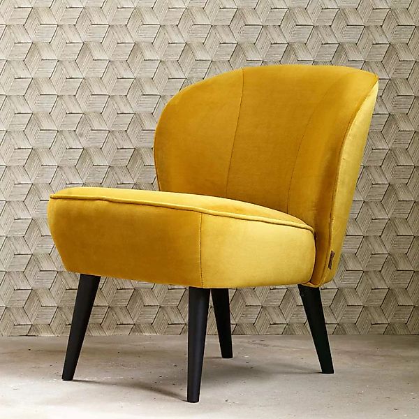 Retro Sessel in Gelb Stoff günstig online kaufen