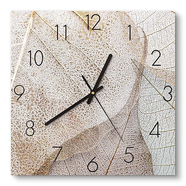 DEQORI Wanduhr 'Zarte Blattstrukturen' (Glas Glasuhr günstig online kaufen