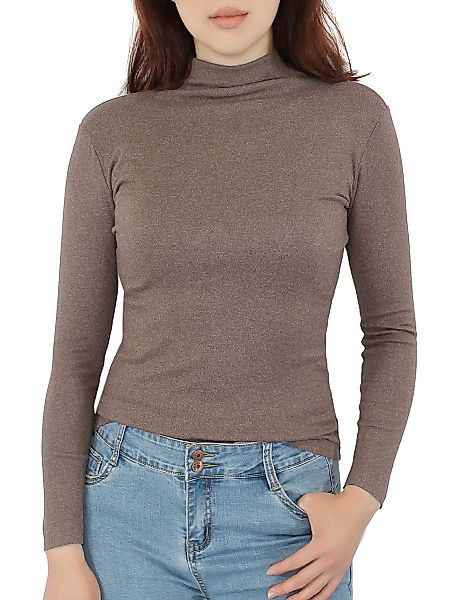 dy_mode Rollkragenshirt Damen Langarmshirt mit kurzem günstig online kaufen