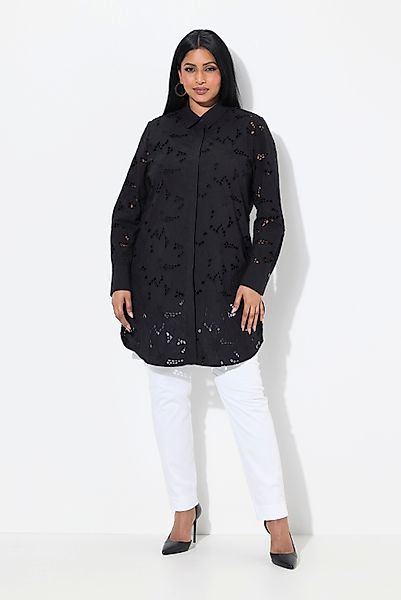Ulla Popken Longbluse Longbluse Lochspitze Hemdkragen günstig online kaufen