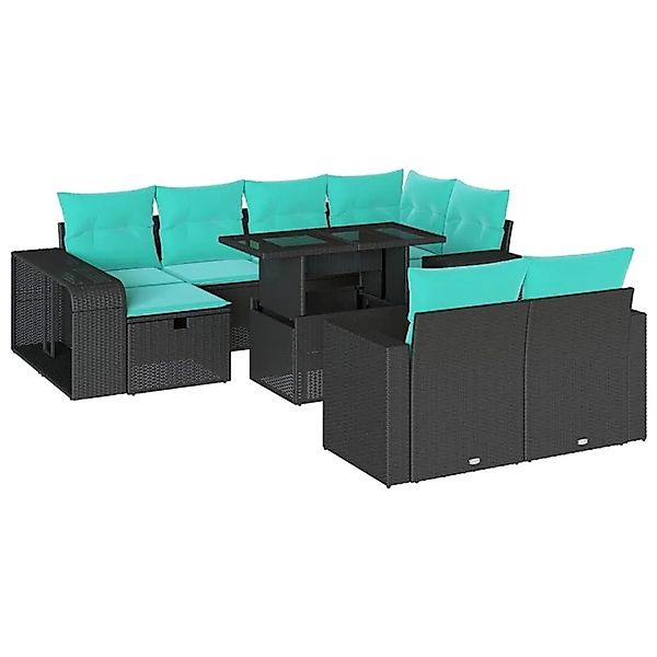 vidaXL 11-Tlg Gartensofa-Set mit Kissen Schwarz Polyrattan 3276503 günstig online kaufen