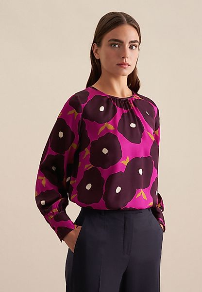 seidensticker Shirtbluse "Schwarze Rose", Langarm Rundhals Druck günstig online kaufen