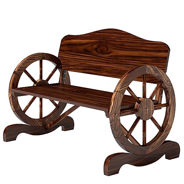Outsunny Gartenbank Holz, 2-Sitzer Sitzbank mit Rücken- und Armlehnen, Holz günstig online kaufen