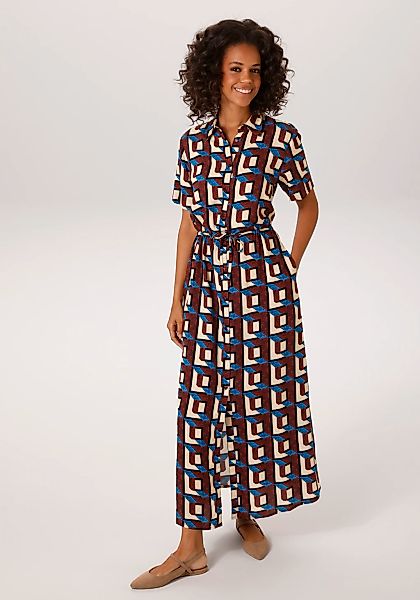 Aniston CASUAL Sommerkleid Eingrifftaschen mit trendfarbenem, grafischen Dr günstig online kaufen