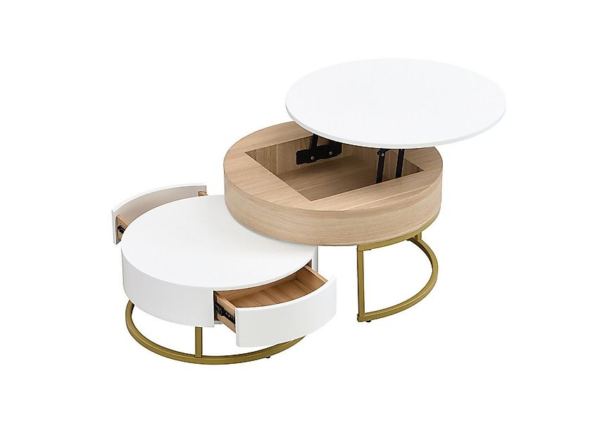 Refined Living Couchtisch Goldener Satztisch, hochklappbare Couchtischkombi günstig online kaufen