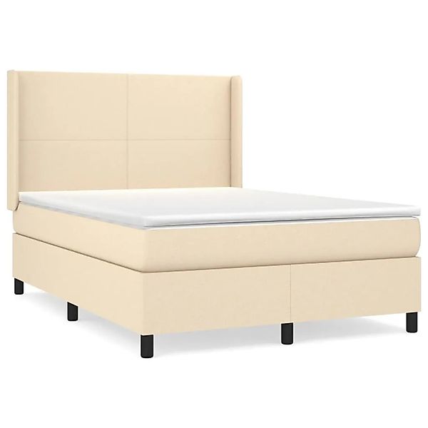 vidaXL Boxspringbett mit Matratze Creme 140x190 cm Stoff 3131270 günstig online kaufen