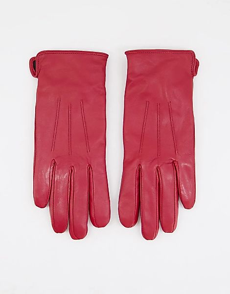 Barney's Originals – Rote Handschuhe aus echtem Leder mit Touchscreen-Funkt günstig online kaufen