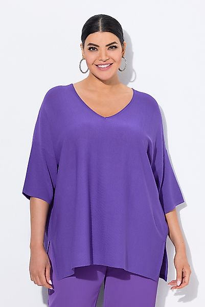 Ulla Popken Strickpullover Pullover Oversized V-Ausschnitt günstig online kaufen