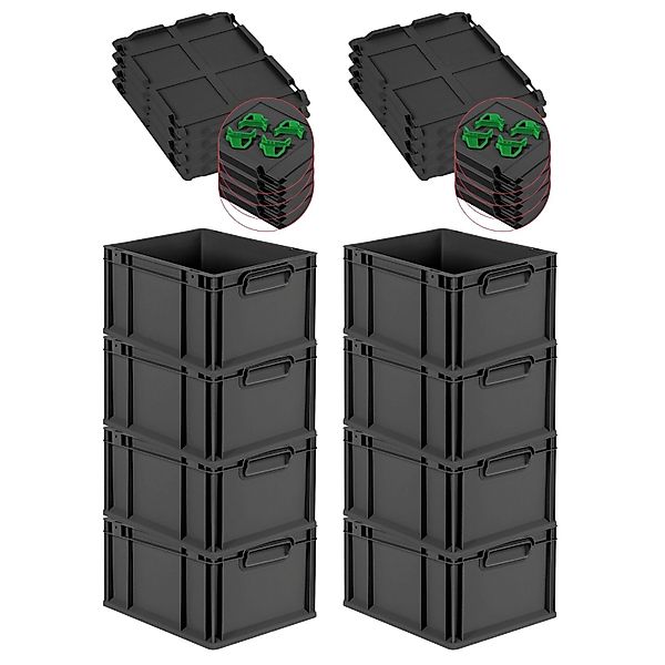 PROREGAL SuperSparSet 8x Eurobox Nextgen Grip Mit Auflagedeckel Und Grünen günstig online kaufen