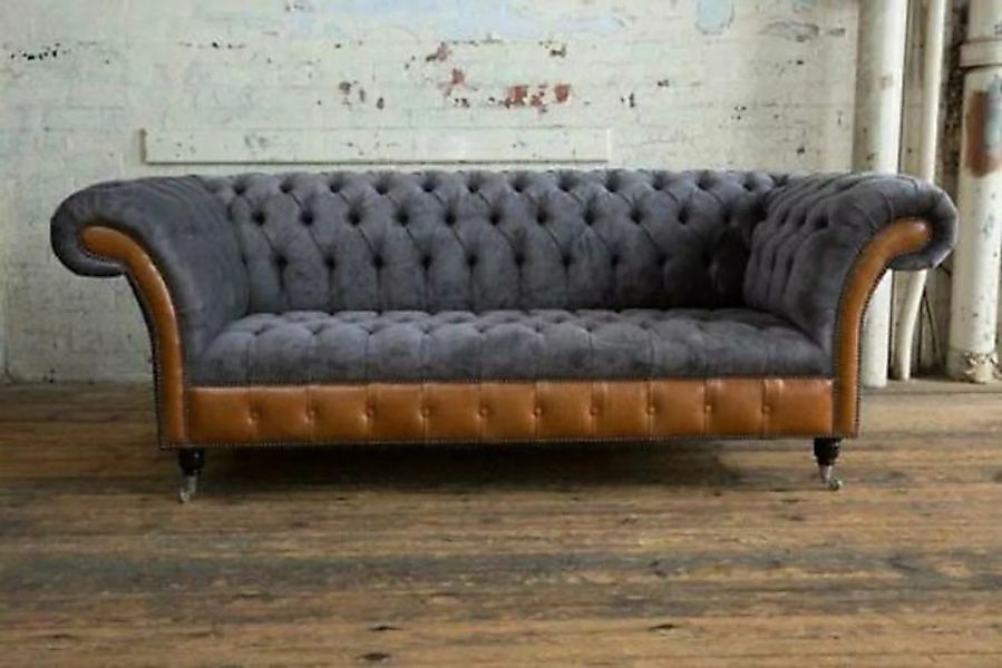 JVmoebel 3-Sitzer Ledersofa Sofa Textil Couch Polster Sofas Couchen Chester günstig online kaufen
