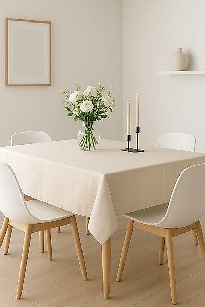 dynamic24 Tischdecke (2-tlg), 140x120cm beige creme günstig online kaufen