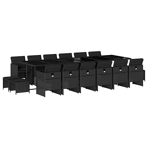 vidaXL 17-Tlg Garten-Essgruppe mit Kissen Schwarz Poly Rattan 3277770 günstig online kaufen