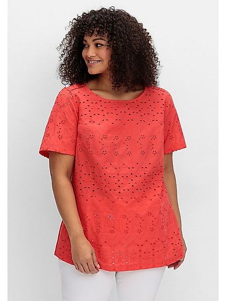 sheego by Joe Browns T-Shirt Große Größen im Materialmix, mit Lochstickerei günstig online kaufen