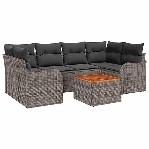 vidaXL Garten-Sofa-Set 7-Tlg Grau Poly Rattan 3347405 günstig online kaufen