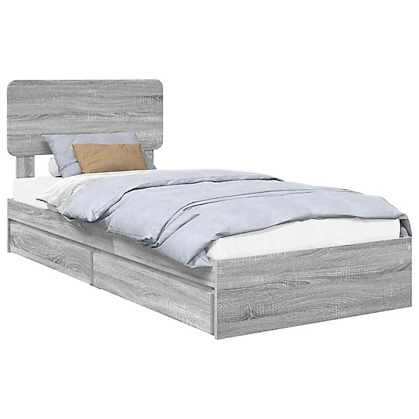 vidaXL Stauraumbett Grau Sonoma 90 x 200 cm Holzwerkstoff 3412316 günstig online kaufen