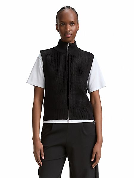 TOM TAILOR Denim Strickjacke, ohne Ärmel und mit Reißverschluss günstig online kaufen