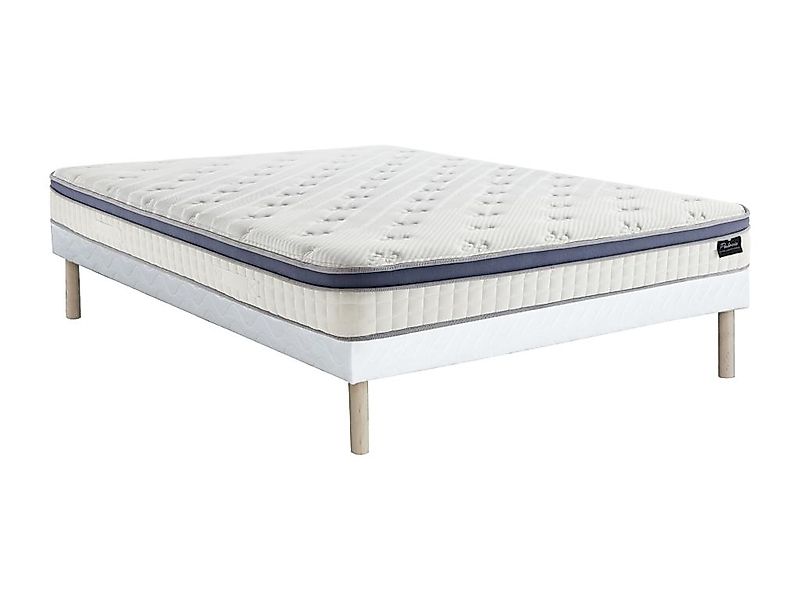 Bett-Set 160x200 cm - Polsterbettgestell + Hybrid-Matratze Taschenfederkern günstig online kaufen