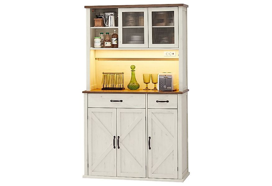 VASAGLE Buffet Beleuchtung, Ladestation und Schubladen günstig online kaufen