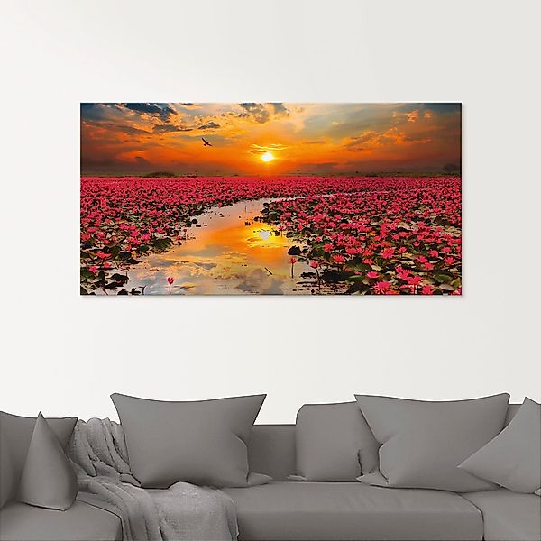 Artland Glasbild "Sonnenschein blühende Lotusblume" Blumen 1 Stk. tlg. in v günstig online kaufen