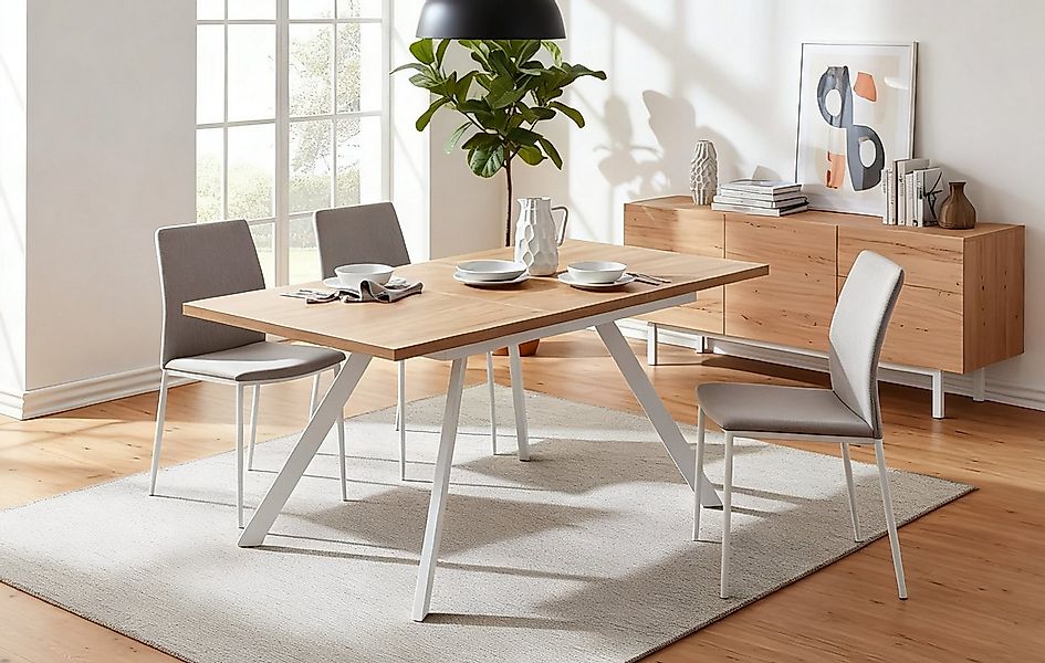 B&D home Esstisch LARS, Metallgestell schwarz oder weiß, ausziehbar 120-160 günstig online kaufen