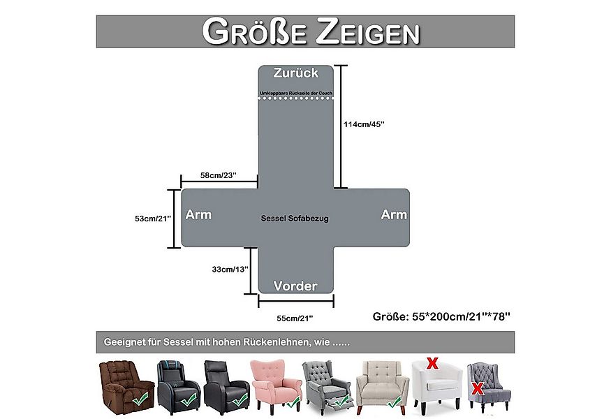 BTTO Sesselschoner Sesselbezug Möbelschutz mit elastischem Band, Gesteppter günstig online kaufen