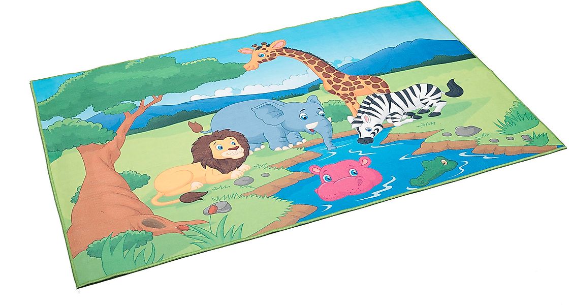 Böing Carpet Kinderteppich »Wasserstelle«, rechteckig, 4 mm Höhe, bedruckt, günstig online kaufen