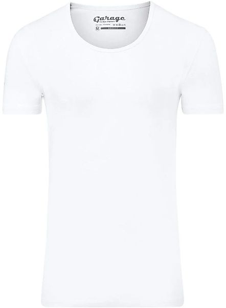 Garage Stretch Basic T-Shirt Weiss Tiefer Rundhals - Größe S günstig online kaufen