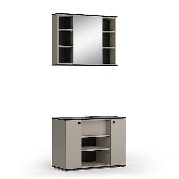 Vicco Badmöbel-Set Joli, Greige/Schwarz, 2 Teile, günstig online kaufen