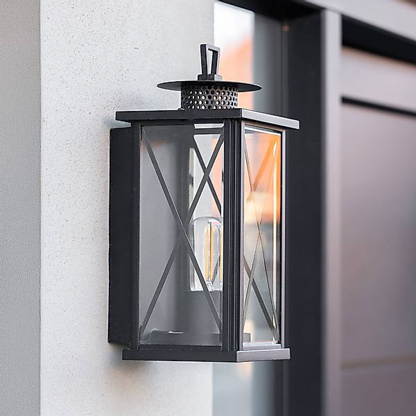 Außenwandleuchte Winchester, Laterne, schwarz/klar günstig online kaufen