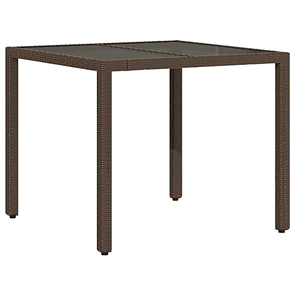 vidaXL Gartentisch mit Glasplatte Braun 90x90x75 cm Poly Rattan 365528 günstig online kaufen