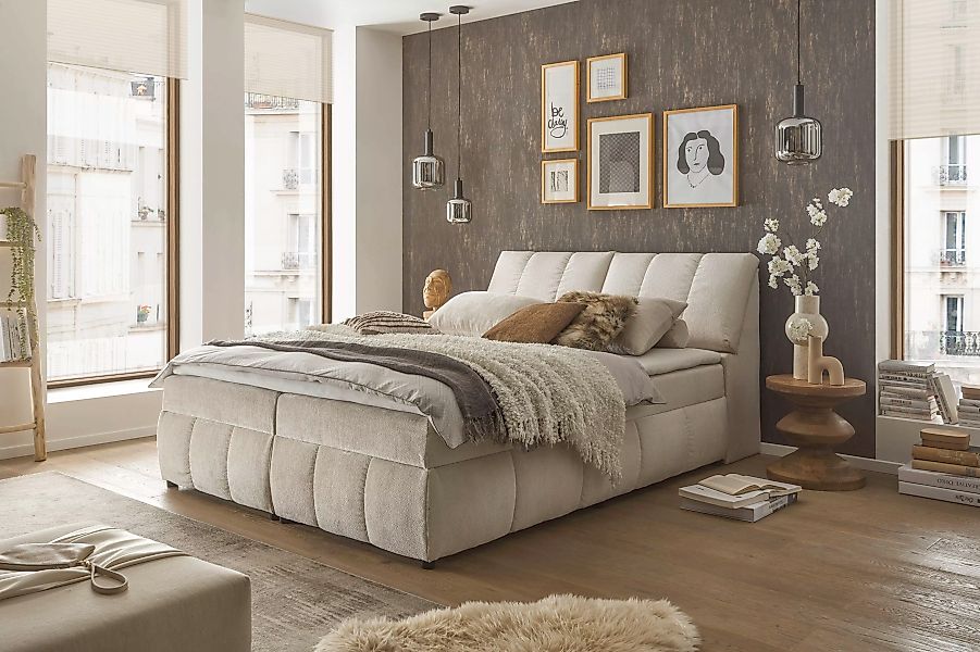 ED EXCITING DESIGN Boxbett "Valencia", inkl. Bettkasten und Stauraum im Kop günstig online kaufen