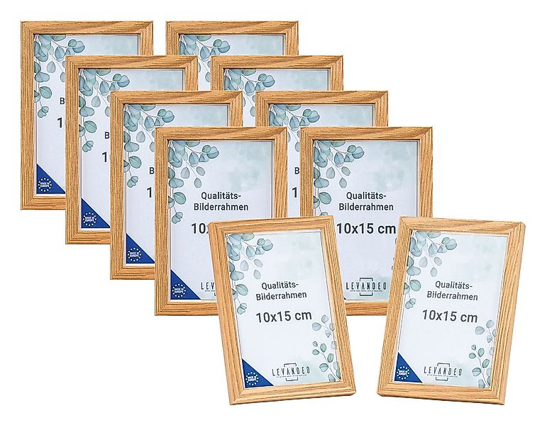 Levandeo® Bilderrahmen, 10er Set Bilderrahmen Echtholz Made in EU 10x15 Nat günstig online kaufen