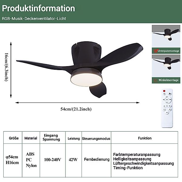 PRIISF LED Deckenleuchte Deckenleuchte Deckenventilator Leuchte Ventilator günstig online kaufen