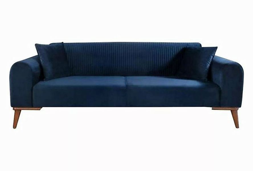 Xlmoebel Sofa Blaue Samtcouch für 3 Personen im Wohnzimmer, 1 Teile, Herges günstig online kaufen