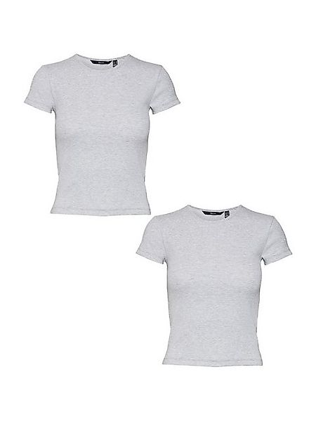 Vero Moda T-Shirt Shirt 2er-Set Enger Schnitt Rundhals Kurzarm T-Shirt (2-t günstig online kaufen