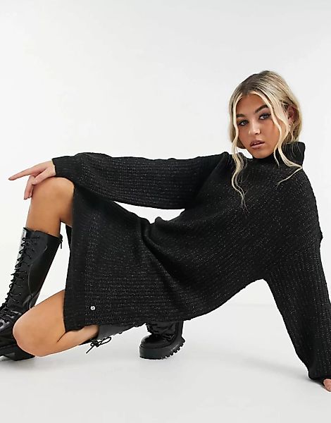 Noisy May – Mini-Pulloverkleid mit Rollkragen in Grau günstig online kaufen