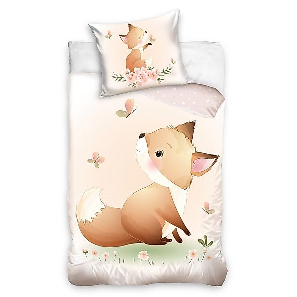 MTOnlinehandel Kinderbettwäsche Fuchs, Blumen & Sterne günstig online kaufen