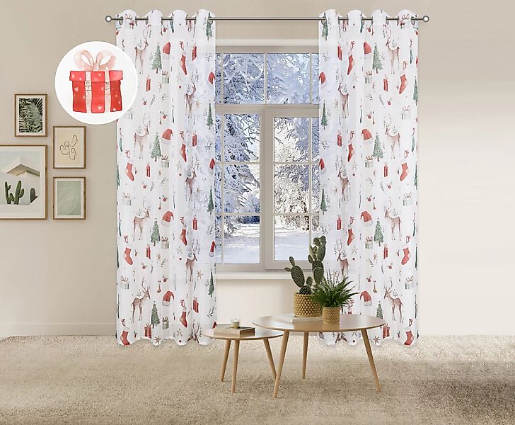 my home Gardine "Olwyn" Ösen 1 Stk. tlg. weihnachtlich günstig online kaufen